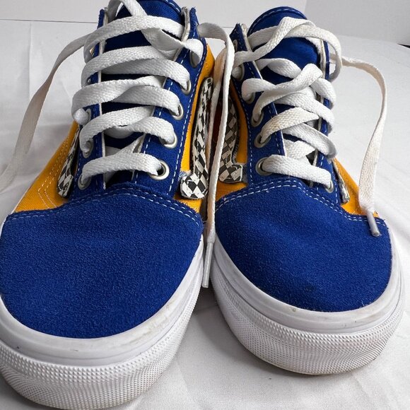 Vans Old Skool Low Official Velcro M Sz 5/W Sz 6.5 Checkerboard Blue Yellow - Picture 1 of 5